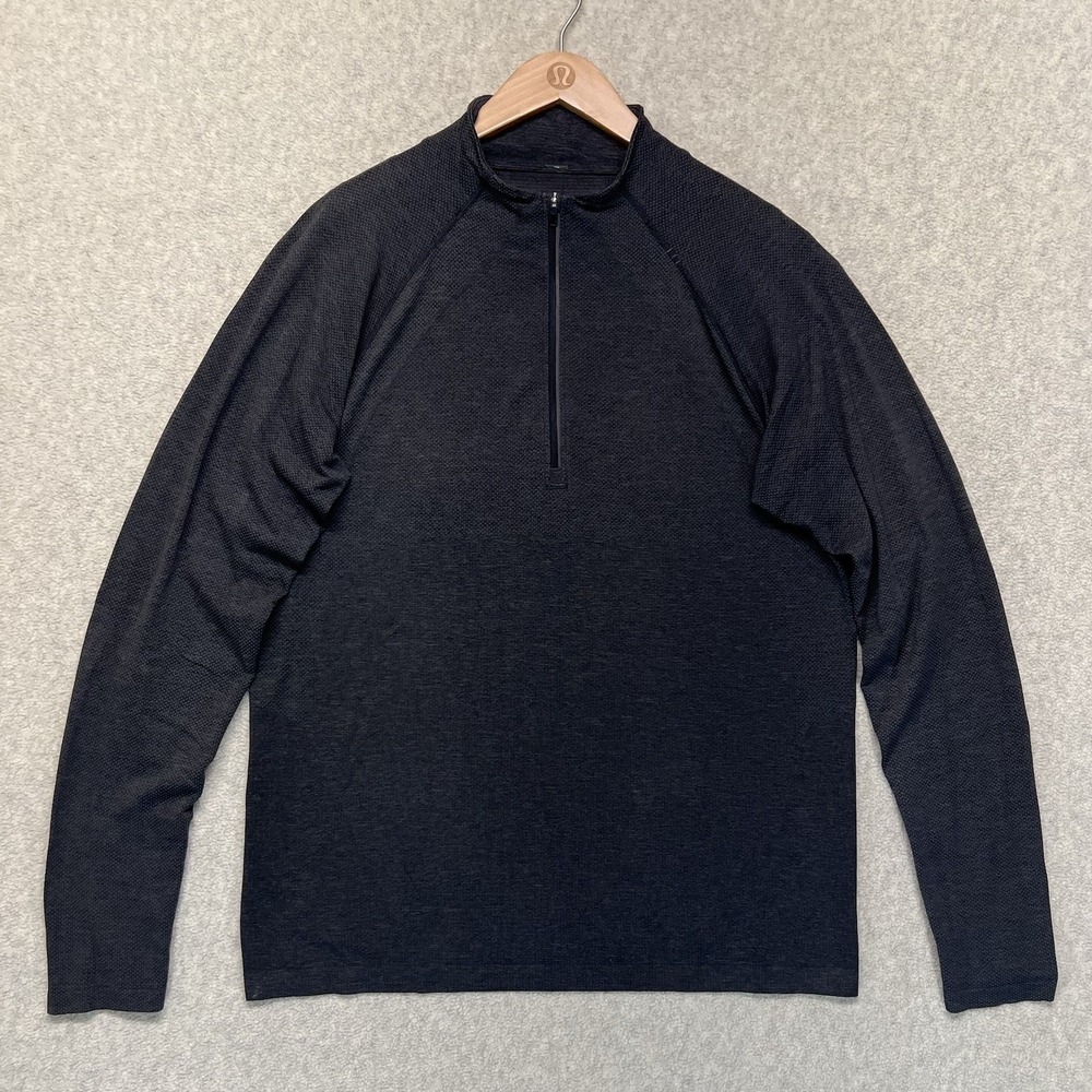 Lululemon Men's Black Heather Quarter Zip Performance Pullover Long Sleeve